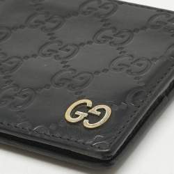 Pre Owned Gucci Black Guccissima Leather Interlocking G Bifold Wallet