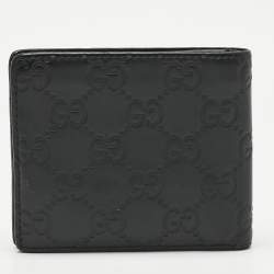 Pre Owned Gucci Black Guccissima Leather Interlocking G Bifold Wallet