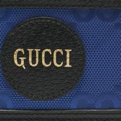 Pre Owned Gucci Blue/Black GG Nylon and Leather Off The Grid Card Case