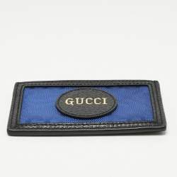 Pre Owned Gucci Blue/Black GG Nylon and Leather Off The Grid Card Case