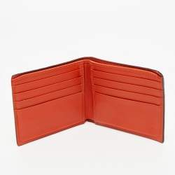 Pre Owned Gucci Orange Crocodile Bifold Wallet