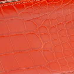 Pre Owned Gucci Orange Crocodile Bifold Wallet