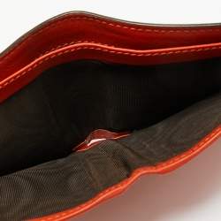 Pre Owned Gucci Orange Crocodile Bifold Wallet