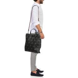 Pre Owned Gucci Black GG Supreme Canvas Tiger Print Vertical Tote
