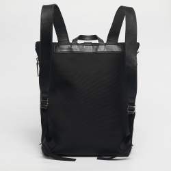 Pre Owned Gucci Black Techno Canvas Web Fold Over Backpack