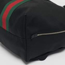 Pre Owned Gucci Black Techno Canvas Web Fold Over Backpack