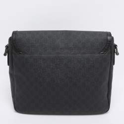 Pre Owned Gucci Grey GG Supreme Canvas and Leather Messenger Bag