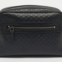 Pre Owned Gucci Black Microguccisima Leather Toiletry Pouch