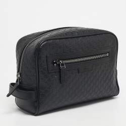 Pre Owned Gucci Black Microguccisima Leather Toiletry Pouch