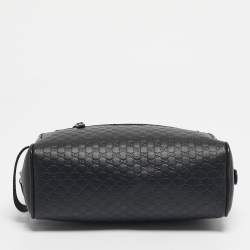 Pre Owned Gucci Black Microguccisima Leather Toiletry Pouch