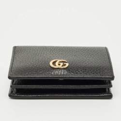 Pre Owned Gucci Black Leather GG Marmont Flap Card Case