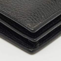 Pre Owned Gucci Black Leather GG Marmont Flap Card Case