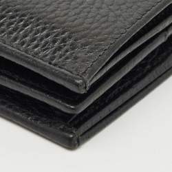 Pre Owned Gucci Black Leather GG Marmont Flap Card Case