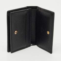 Pre Owned Gucci Black Leather GG Marmont Flap Card Case