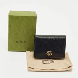 Pre Owned Gucci Black Leather GG Marmont Flap Card Case