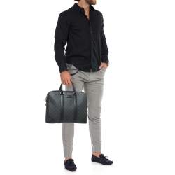 Pre Owned Gucci Black/Grey GG Supreme Canvas Briefcase