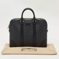 Pre Owned Gucci Black/Grey GG Supreme Canvas Briefcase