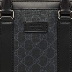 Pre Owned Gucci Black/Grey GG Supreme Canvas Briefcase