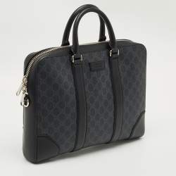Pre Owned Gucci Black/Grey GG Supreme Canvas Briefcase