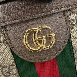 Pre Owned Gucci Ophidia Gg Supreme Shoulder Bag Beige/Brown Pvc Leather