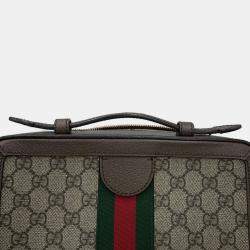 Pre Owned Gucci Ophidia Gg Supreme Shoulder Bag Beige/Brown Pvc Leather