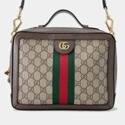 Pre Owned Gucci Ophidia Gg Supreme Shoulder Bag Beige/Brown Pvc Leather