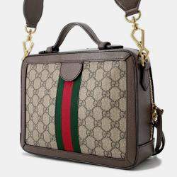 Pre Owned Gucci Ophidia Gg Supreme Shoulder Bag Beige/Brown Pvc Leather