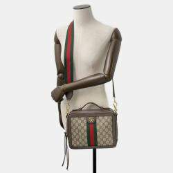 Pre Owned Gucci Ophidia Gg Supreme Shoulder Bag Beige/Brown Pvc Leather
