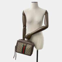 Pre Owned Gucci Ophidia Gg Supreme Shoulder Bag Beige/Brown Pvc Leather