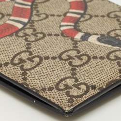 Pre Owned Gucci Beige GG Supreme Canvas Kingsnake Bifold Wallet