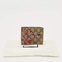 Pre Owned Gucci Beige GG Supreme Canvas Kingsnake Bifold Wallet