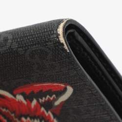 Pre Owned Gucci Black GG Supreme Canvas Wolf Print Bifold Wallet