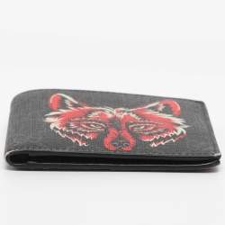 Pre Owned Gucci Black GG Supreme Canvas Wolf Print Bifold Wallet