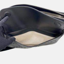 Pre Owned Gucci GG-Embossed Messenger Bag Black Leather