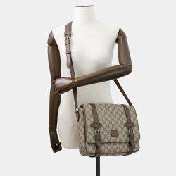 Pre Owned Gucci Gg Supreme Messenger Bag Red Gg Supreme Leather
