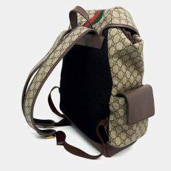 Pre Owned Gucci Beige PVC GG Ophidia Backpack Medium