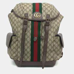 Pre Owned Gucci Beige PVC GG Ophidia Backpack Medium