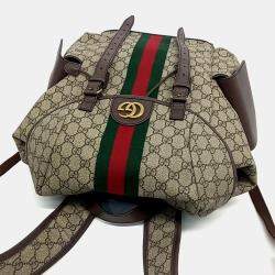 Pre Owned Gucci Beige PVC GG Ophidia Backpack Medium
