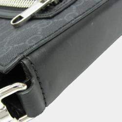 Pre Owned Gucci GG Supreme Leather Messenger Bag Black Gray