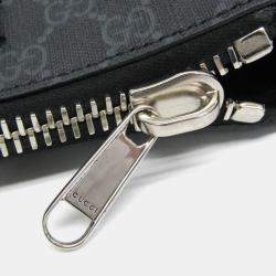 Pre Owned Gucci GG Supreme Leather Messenger Bag Black Gray