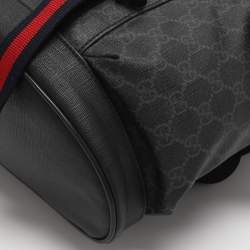 Pre Owned Gucci Black Soft GG Supreme Canvas and Leather Large Drawstring Backpack