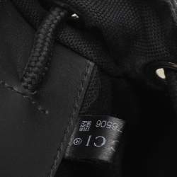 Pre Owned Gucci Black Soft GG Supreme Canvas and Leather Large Drawstring Backpack