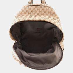 Pre Owned Gucci Runway Model Gg Canvas Backpack Beige Canvas Size Large