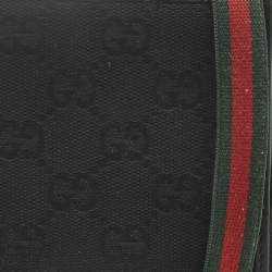 Pre Owned Gucci Black GG Canvas Web Bifold Wallet