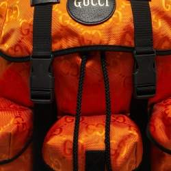 Pre Owned Gucci Orange/Black GG Nylon Off The Grid Backpack