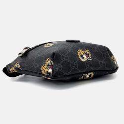 Pre Owned Gucci Grey Coated Canvas Tiger GG Belt Bag