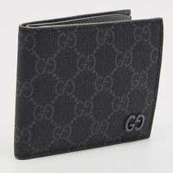 Pre Owned Gucci Dark Grey GG Supreme Canvas GG Bifold Wallet