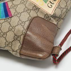 Pre Owned Gucci Courrier Beige/Brown GG Supreme Canvas Drawstring Backpack