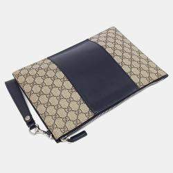 Pre Owned حقيبة كلتش غوتشي جي جي سوبريم بيج سوداء جلد و بي في سي