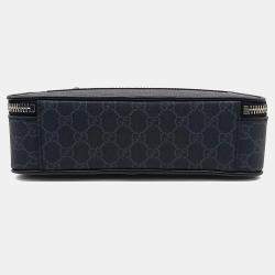 Pre Owned Gucci Navy Blue Coated Canvas Gg Supreme Crossbody Bag